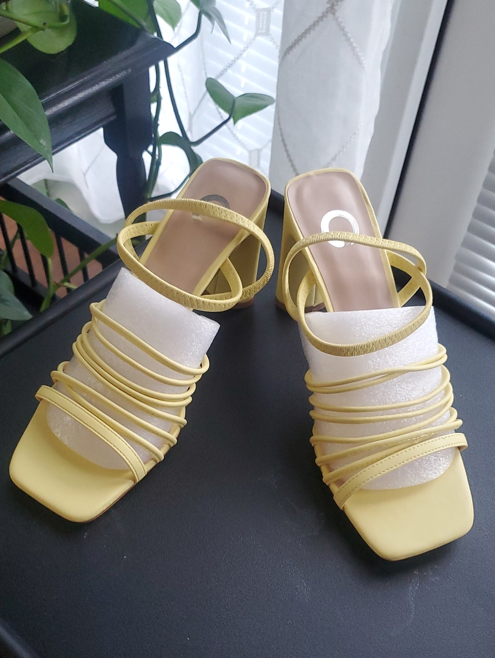 Journee Collection Yellow Strappy Block Heel Sandals